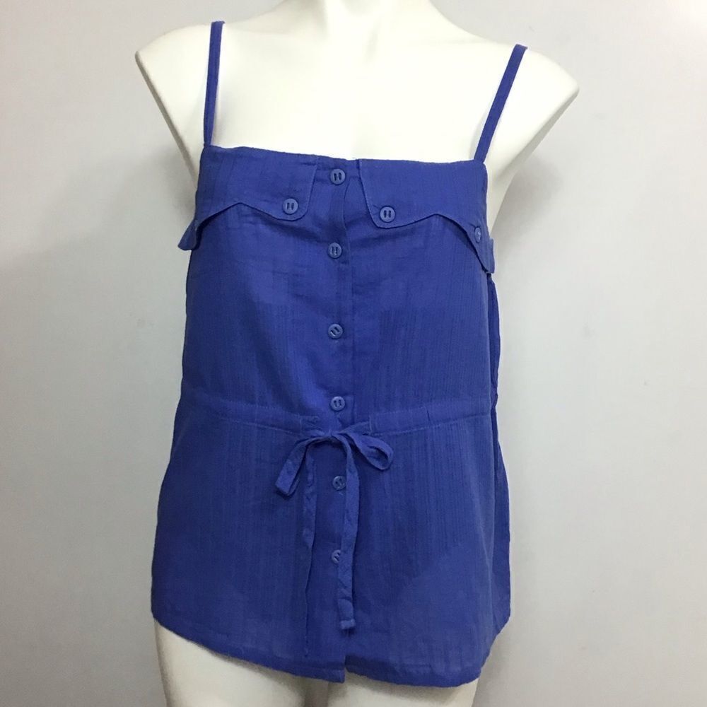 Anthropologie Tulle Spaghetti Strap Drawstring Top